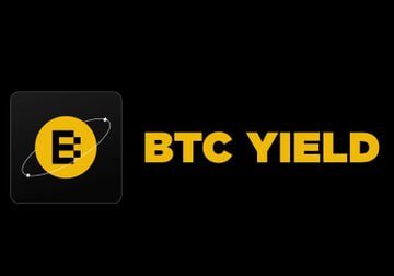 A black and yellow logo featuring a Bitcoin-inspired "B" icon encircled by orbital rings alongside the bold text "BTC YIELD." The graphic visually reinforces the post's announcement of Binance's new BTC Yield product, symbolizing the orbital earning potential around deposited Bitcoin holdings.