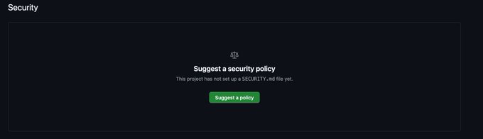 A GitHub Security tab displaying "Suggest a security policy" message indicating "This project has not set up a SECURITY.md file yet," with a green "Suggest a policy" button. The image illustrates the post's call to action for users to request that Bitcoin-related repositories add a SECURITY.md file for vulnerability reporting.