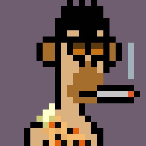 Pixel art illustration of a man with dark hair smoking a cigarette, with a glowing ember and visible smoke.
