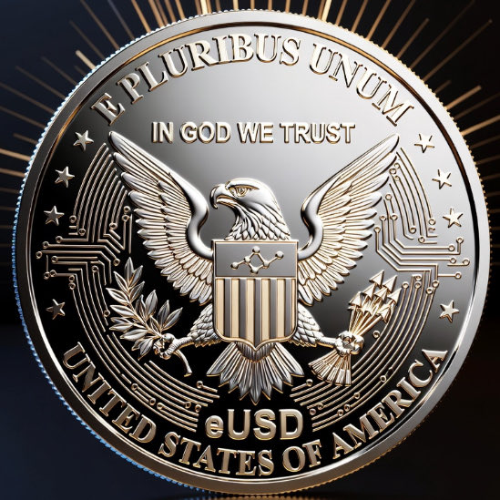 The image features a silver coin with an eagle emblem, which is the United States of America's national symbol. The coin has a value of 1 dollar, making it a digital representation of the US dollar. The post suggests that there might be improvements needed in the design or functionality of the coin, possibly related to its use as a currency or a digital asset.