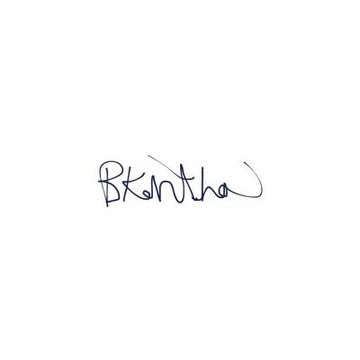 A handwritten signature in blue ink on a white background that appears to spell out 'Bkntho' or a similar stylized name.