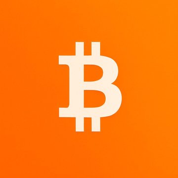 The Bitcoin logo, a stylized white 'B' with two vertical strokes, displayed on an orange background.
