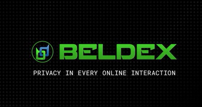 A green logo for 'BELDEX' displayed on a black dotted background with the tagline 'PRIVACY IN EVERY ONLINE INTERACTION'.