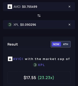 The image features a screenshot of a cryptocurrency exchange page with two columns that display information about Avici and XPL. The column on top shows that there are trading cards available for Avici, but they are currently not live and have a long expiration date. The bottom column displays that the price of XPL has dropped below $17.55 (23.24). A small icon of an X in a purple color is placed next to these two columns, which can be understood as "XPL" or "cryptocurrency". The post suggests that there are more trading cards available for Avici and XPL, along with the current prices displayed on the exchange page.