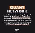 A dark graphic with the title "QUANTUM NETWORK" followed by a paragraph of text describing it as a unique enterprise-grade network.