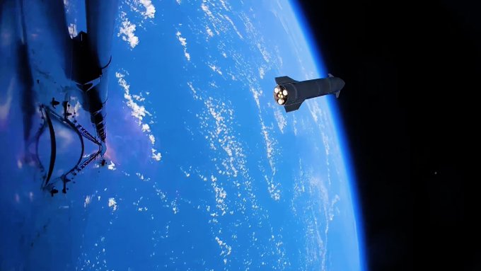 A spacecraft with multiple visible thrusters orbits above Earth, illustrating the concept of space-based assets like propellant and metals that could be traded as digital commodities in the emerging space economy.