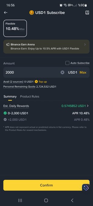 The image presents an advertisement for a new cryptocurrency called $USD1. The advertisement appears on a cellphone screen, with a blue background. It displays details about the currency, including its earning potential and a link to the exchange platform. There are also text elements present in the image that provide further context or information related to the cryptocurrency, but they do not directly relate to the advertisement itself.