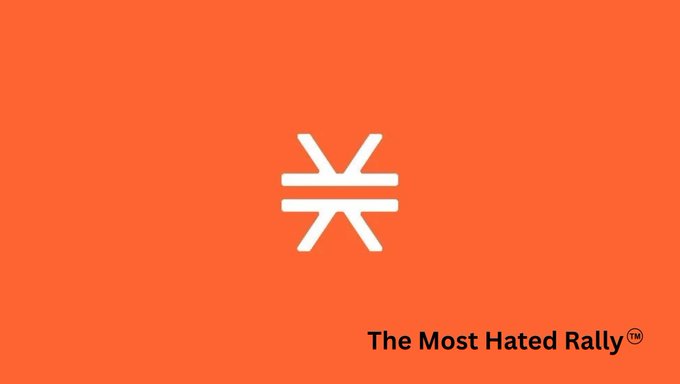 The image displays an orange background with a white "X" symbol and the text "The Most Hated Rally™" in the bottom right corner, visually reinforcing the post's message about STX stock continuing its upward price movement ("Higher") despite widespread bearish sentiment.