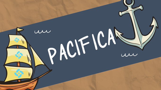 A banner illustration on crumpled paper background featuring a sailing ship and anchor with the text 'PACIFICA'.