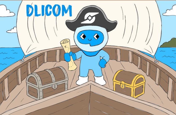 The image features a cartoon character dressed as a pirate, standing on top of a boat with a treasure chest nearby. The pirate character has a hat and is holding a map or parchment. The background shows an ocean scene with clouds, adding to the overall atmosphere of adventure and exploration.