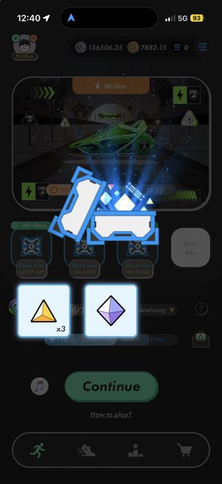 The image shows a cell phone screen with an app icon displayed, which appears to be a game or puzzle. The main focus of the image is a blue square containing three different icons representing a "step" button, a "jump" button, and a "restart" button. These buttons are located at the bottom center of the screen.