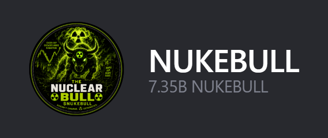 The image features a promotional banner for "NUKEBULL" displaying a circular green and black logo with a muscular bull figure and radioactive symbols, accompanied by the text "NUKEBULL" and "7.35B NUKEBULL" on a dark gray background. This branding visually reinforces the airdrop promotion offering 500,000 $NUKEBULL tokens to the first 555 wallets who participate on Solana.