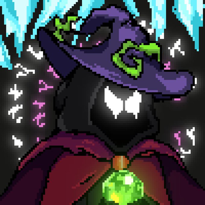 This pixel art image showcases a hooded, ominous figure with a glowing white face and green serpent-like accents, wearing a dark cloak and holding an orb-like object, embodying the eerie, mystical aesthetic of the "CULT" NFT collection with its hand-drawn style and dark fantasy vibe.