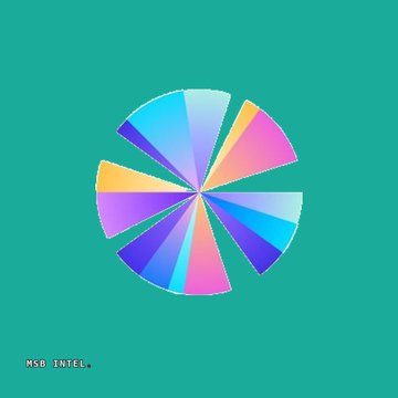An MSI Intel logo features a colorful segmented pinwheel design in pastel hues of blue, green, yellow, purple, and pink against a teal background, with 'MSG INTEL' text in the lower left.