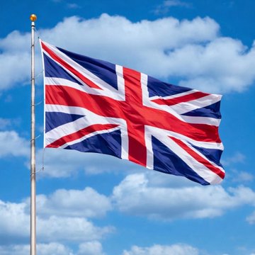 The Union Jack flag of the United Kingdom waves against a partly cloudy blue sky, symbolizing Britain's historical connection to the gold standard and its monetary legacy. This imagery complements the post's message about "Gold Tokenization" by evoking the nation's traditional role in establishing gold-backed currency systems, suggesting a modern evolution of that historic financial framework.
