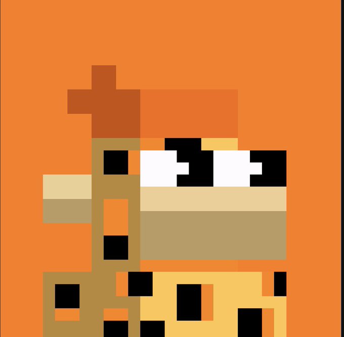 A pixel art Minecraft character with orange hair and square sunglasses against a solid orange background.