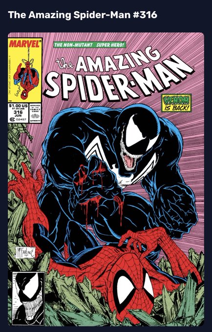 The cover of Marvel's "The Amazing Spider-Man" #316, dated June, $1.00 US, featuring Venom looming over a defeated Spider-Man with the text "VENOM IS BACK!" and "THE NON-MUTANT SUPER HERO!"