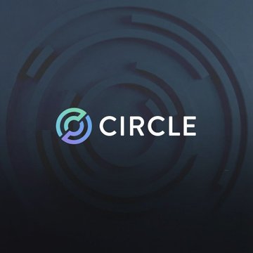 The image shows the Circle logo with the word "CIRCLE" displayed against a dark blue background featuring circular design elements. This relates to the post about Circle, the company behind the USDC stablecoin, reporting its Q2 financial results including $701 million in total revenue and reserve income.