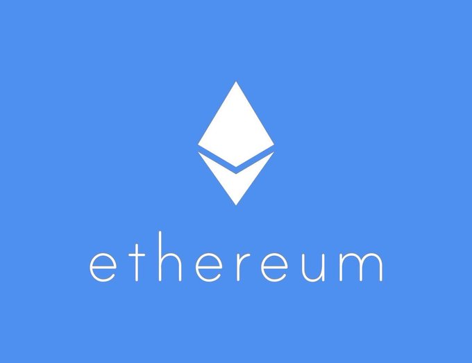 The image features the Ethereum logo—a white diamond-shaped symbol—centered on a blue background with the word "ethereum" in white lowercase text below. It aligns with the post's campaign to celebrate Ethereum reaching $5,000, currently $3,140 away from that goal.