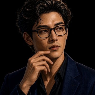 A contemplative young man with dark hair and glasses, dressed in a navy blazer over a black shirt, rests his hand thoughtfully against his chin against a black background. The post "GM to those who GM" suggests a casual greeting common in crypto/Twitter culture, and the image's polished, reflective pose complements the friendly salutation aimed at fellow "Good Morning" greeters in the community.