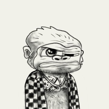 A grumpy cartoon monkey drawn in pencil wearing a checkered shirt, likely a Bored Ape or CryptoPunk-style NFT art piece being offered as a free giveaway alongside 13 Monkes NFTs and an ETH wallet drop.