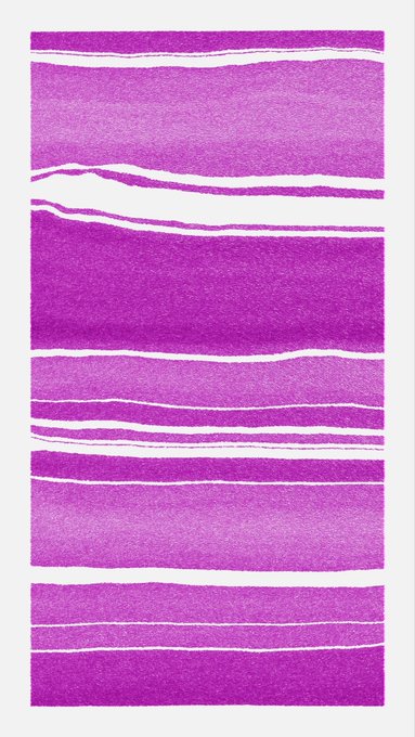 A vibrant abstract artwork featuring horizontal bands of magenta and white, characterized by wavy, layered striations that create a rhythmic, textured pattern. The piece visually complements the post's celebration of acquiring a new generative art work, with its flowing lines and rich purple hues evoking the dynamic, algorithm-driven aesthetic typical of Meridian-style generative art.