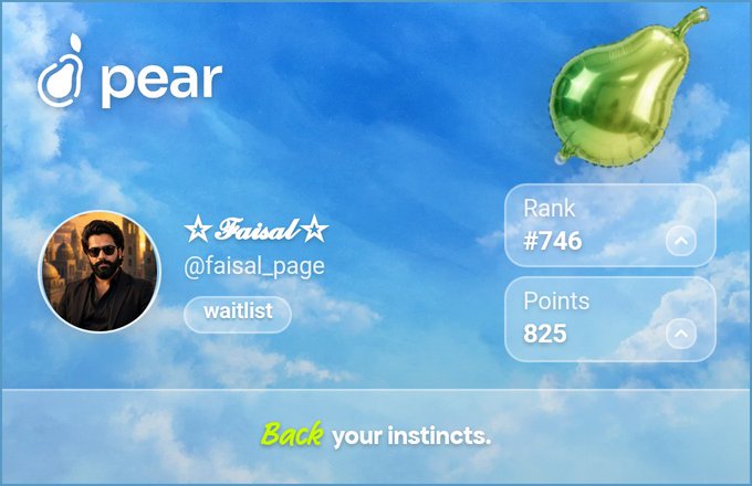 "Pear" is a brand name used for a pear product or related concept as seen in the following image description that says "@tradeonpear Protocol Most traders focus on whether the market goes up or down." The post also includes a caption that states, "Back your instincts," and a reference to a Twitter account of the author.