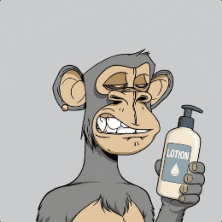The image features a cartoon monkey holding a bottle of lotion with its mouth open wide. The monkey appears to be making a funny face while holding the lotion, which suggests that this scene could potentially become a popular or viral gif due to its humorous nature.