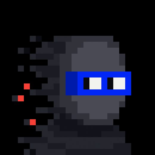 A pixel art glitchy figure wearing a blue domino mask with white eyes dissolves into trailing pixel fragments against a black background, evoking a corrupted data stream aesthetic. The retro-styled, fragmented imagery paired with the reference to "Zillions 2/2 comfy" from @zksnarks_ suggests a thematically cool, meme-inspired take on the two-part "Zillions" series, with the dissolving figure implying digital decay or completion.