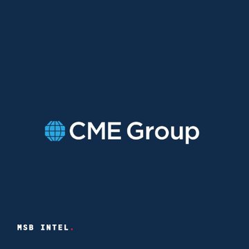CME Group logo centered on a dark blue background, with “MSB INTEL” visible in the lower-left corner.