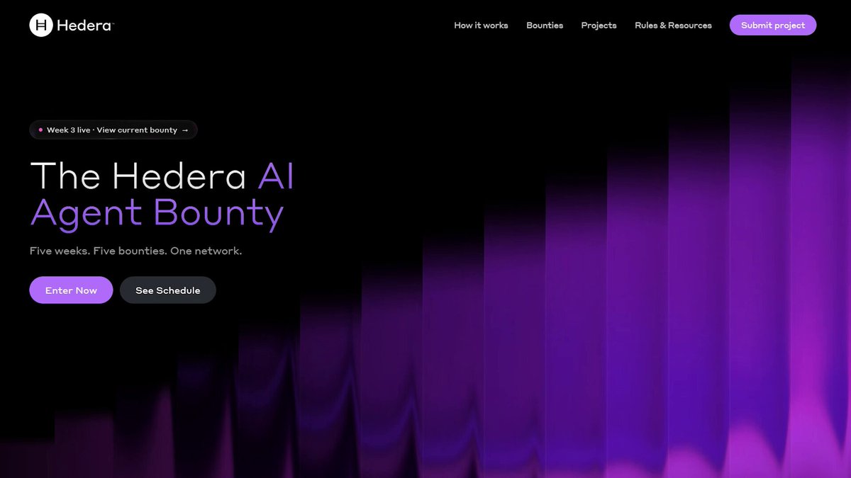 !"@Hedera Agent Bounty" appears to be an advertisement for a new app (possibly related to Bitcoin) that is running right now. "The HBAR is underutilized as a medium of exchange, so any devs that participate in the week bounty I want to talk to you!" This description seems unrelated to the image or what's shown here. The post suggests using the HBAR for commerce, and thus it may not be directly related to the image displayed on this platform."