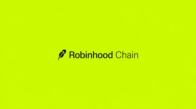 The image shows the Robinhood Chain logo—featuring a black feather icon next to the text "Robinhood Chain"—displayed on a bright yellow-green background, serving as a visual header for an introductory guide to the Ethereum Layer 2 network.