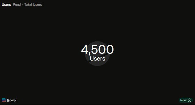A simple dark dashboard showing '4,500 Users' for @perpl in a 'Users Perpl - Total Users' analytics display.