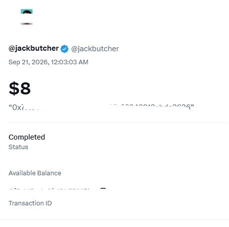 The image displays a Venmo transaction receipt showing a completed $8 payment from verified user @jackbutcher dated September 21, 2026, with the transaction ID and available balance partially visible. This supports the post "I'm set too, I hope we cook" by providing visual evidence of the $8 payment that was referenced.