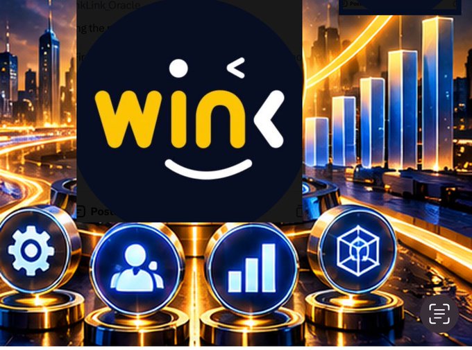 A logo for "win" displayed over a futuristic city background with various circular icons including a gear, user, bar chart, and cube at the bottom.