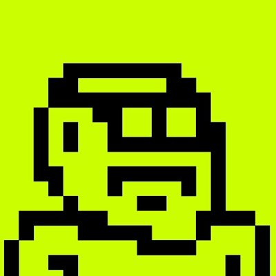 A pixelated, lime-green and black design resembling a stylized hooded figure or character, fitting the "OnChainHoodies" branding as a test profile picture for the crypto/NFT community.