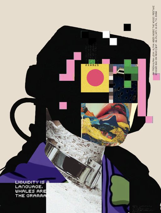 The image features a collage of various elements, including a person's face with a mask, a car, and other objects such as a clock and a book. The text accompanying the image reads "R3ORDR #5964 WHICH WAS FEATURED IN THE BEEPLE'S EVERYDAY — just SOLD FOR 0.069ETH FOR THE CULTUR333333! @Jambert91MARKET". This suggests that the collage is a creative piece of art, possibly inspired by the concept of "liquidity" and its connection to language or culture. The artist has used different elements from various sources to create an intriguing visual representation of this idea.