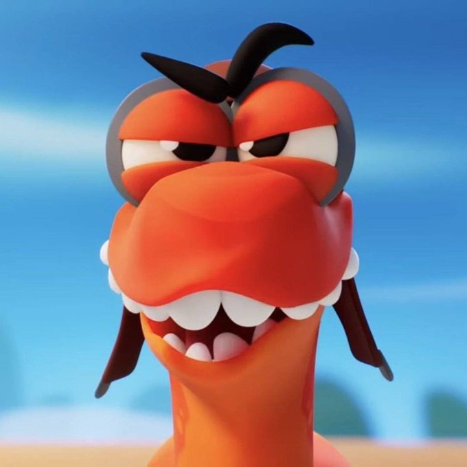 This image shows an animated character with an orange snout, grey-rimmed eyes, and sharp teeth, likely representing the $FLEA crypto token mentioned in the post. The character's energetic and slightly mischievous expression aligns with the post's excitement about the token's growing community and chart performance.