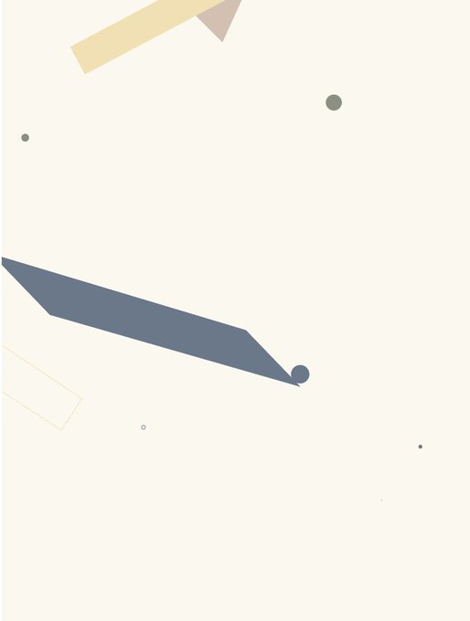 The image shows an abstract geometric composition with muted shapes on a cream background, likely a preview from an OpenSea NFT listing. The minimalist artwork features angular forms in beige, slate blue, and gray tones, but contains no visible text or identifiers.