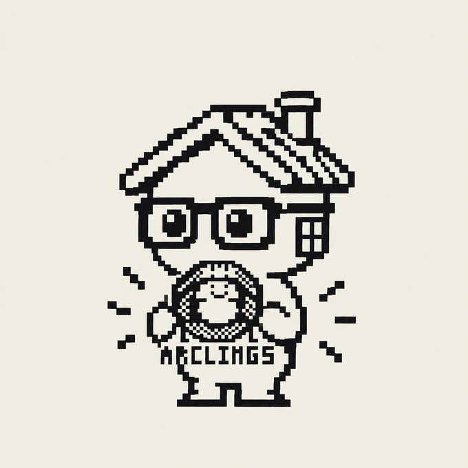 A pixel art image featuring a character with glasses and a house-shaped head, holding a smaller figure, with "ARCLINGS" displayed on its shirt.

The image relates to the post as it appears to be artwork associated with the @ArclingsNFT project, which is celebrating a guaranteed whitelist (GA) giveaway for its mainnet launch on September 16th.