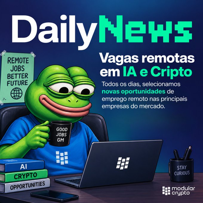 A 'Daily News' graphic featuring a Pepe the Frog meme holding a 'GOOD JOBS GM' mug, advertising remote jobs in AI and crypto.
