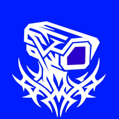 A stylized white logo on a solid blue background depicting a fist gripping a block-like shape with spiky, tribal-style lettering underneath.