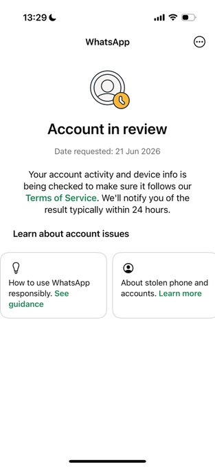 The image shows a phone screen with an account review message from WhatsApp. The text on the screen explains that there has been an investigation into the account, possibly due to suspicious activity or unauthorized transactions. It also mentions that the user's account may be blocked if they do not take immediate action. The post is accompanied by a hashtag and a caption in the image, which reads: "I appreciate the enlightenment, @Meta !!! If you don' t own any #bitcoin, get ready for your bank account to be blocked in the next Covid like Covid scam!".