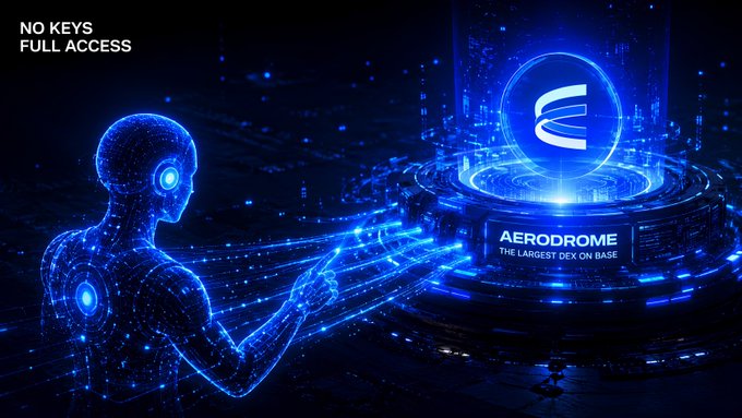 The image features a futuristic scene with a robot-like figure wearing headphones, pointing at an object that appears to be a blue circle or globe. The background of the image is dark blue, creating a contrast with the bright colors of the object being pointed towards. There are no visible texts in the image, and the focus seems to be on the interaction between the robot and the object it's pointing at.