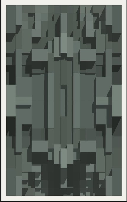 The image shows a digital art piece composed of small square blocks arranged in a 3D effect, creating an intriguing pattern. The caption at the bottom refers to this as "Just minted Structures 125,313,464 from @billyrestey 's amazing new collection". The main focus is on the intricate design created by the arrangement of the blocks and their 3D effect, making it a visually appealing piece in the digital art community.