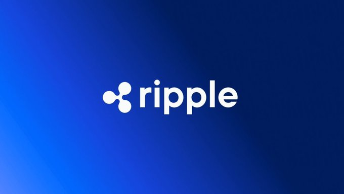The image displays the white Ripple logo and wordmark centered on a deep blue gradient background. It visually represents Ripple's brand as the company achieves full MiCA compliance with a CASP license in Luxembourg.