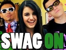 A YouTube thumbnail features the text "SWAG ON" at the bottom, with a man and woman (the woman wearing white glasses) alongside a smiling woman in the center. However, the image doesn't visually convey the post's content about a $3,480 profit over 12 days or reference the "Misterswag.com/Packages" link—it appears to be an unrelated promotional graphic for a "Swag" trading channel.