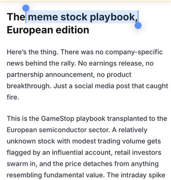 The image shows a screenshot of the meme stock page for GameStop, with text that provides information about the meme stock and its value. The title "The meme Stock Playbook" suggests that the photo is from a book or article discussing the GameStop meme stock phenomenon. This stock has gained popularity due to its sudden appreciation in value after being bought by investors at a low price. As a result, it has attracted attention as a potential investment opportunity for those interested in meme stocks and speculative trading.