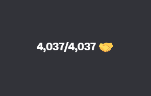 A dark screen displays the text '4,037/4,037' next to a yellow hand emoji on a navy background.