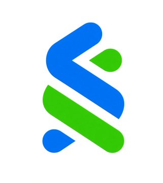 A minimalist logo featuring a stylized letter 'S' composed of blue and green shapes on a white background.